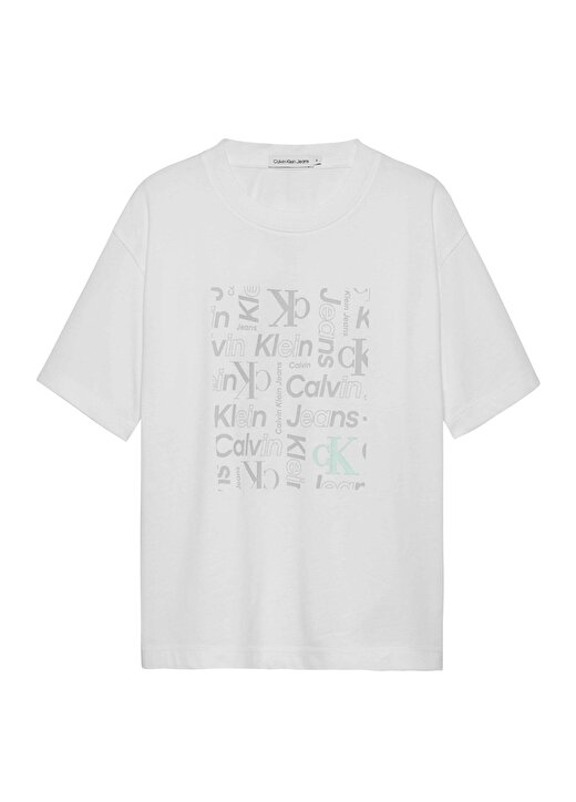 Calvin Klein Baskılı Beyaz Erkek T-Shirt INST. CK AOP PLACED BOX T-SHIRT 1