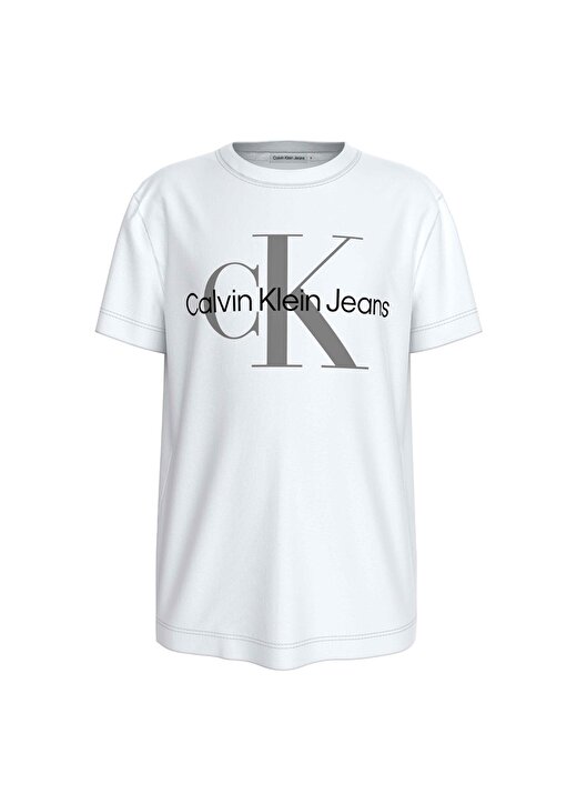 Calvin Klein Beyaz Kız Çocuk Bisiklet Yaka Baskılı T-Shirt CK MONOGRAM SS T-SHIRT 1
