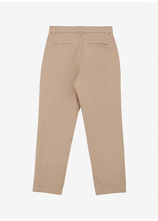Brooks Brothers Normal Bel Duble Paça Regular Fit Bej Kadın Denim Pantolon Dikme Logo Detaylı Basic Pantolon 2