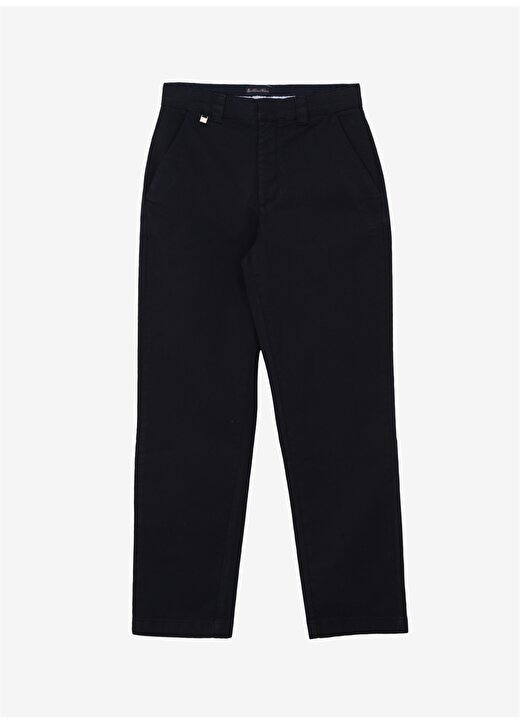 Brooks Brothers Normal Bel Duble Paça Regular Fit Lacivert Kadın Denim Pantolon Dikme Logo Detaylı Basic Pantolon 1