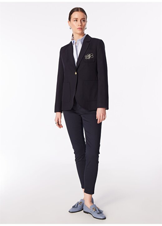Brooks Brothers Regular Fit Lacivert Kadın Ceket Logo Nakışlı Mono Kapama Ceket 1