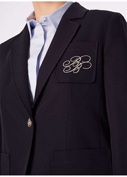 Brooks Brothers Regular Fit Lacivert Kadın Ceket Logo Nakışlı Mono Kapama Ceket 4