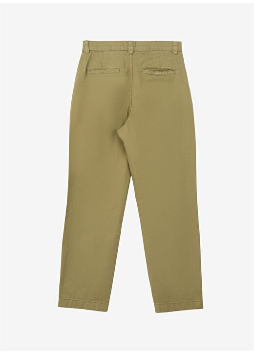 Brooks Brothers Normal Bel Duble Paça Regular Fit Haki Kadın Denim Pantolon Dikme Logo Detaylı Basic Pantolon 2