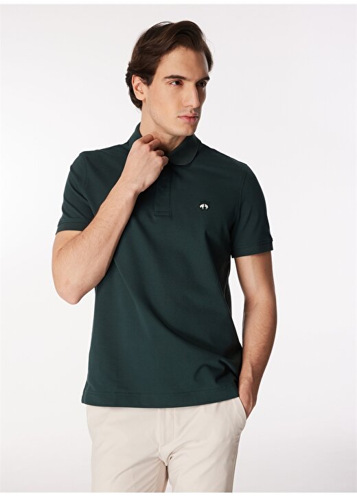 Brooks Brothers Polo Yaka Koyu Yeşil Erkek T-Shirt BBSP23MTS019 1
