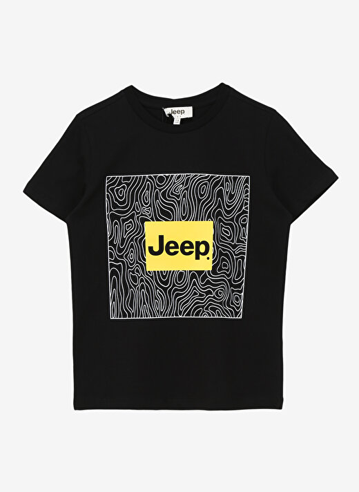 Jeep Siyah Erkek Çocuk Bisiklet Yaka Relaxed Baskılı T-Shirt C4SB-TST4091 1