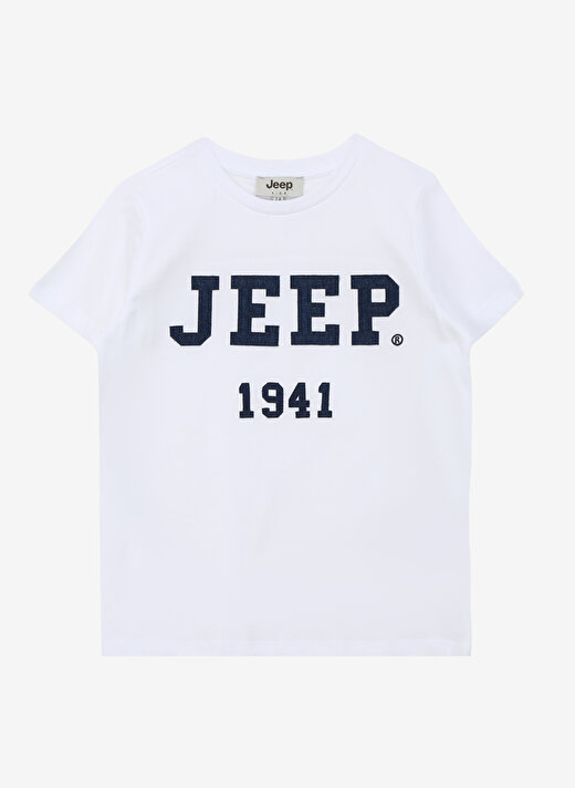 Jeep Ekru Erkek Çocuk Bisiklet Yaka Relaxed Baskılı T-Shirt C4SB-TST4101 1