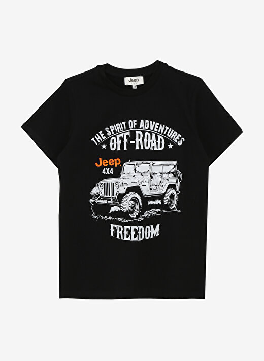 Jeep Siyah Erkek Çocuk Bisiklet Yaka Relaxed Baskılı T-Shirt C4SB-TST4041. 1