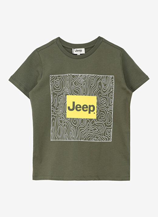 Jeep Haki Erkek Çocuk Bisiklet Yaka Relaxed Baskılı T-Shirt C4SB-TST4091 1