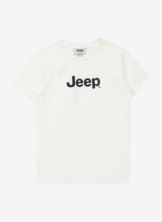 Jeep Ekru Erkek Çocuk Bisiklet Yaka Relaxed Baskılı T-Shirt J4SB-TSH1 1