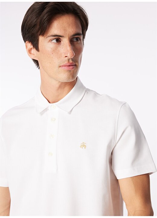 Brooks Brothers Polo Yaka Beyaz Erkek T-Shirt BBSS24MTS005 1