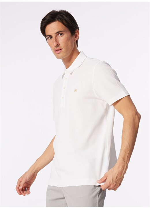 Brooks Brothers Polo Yaka Beyaz Erkek T-Shirt BBSS24MTS005 3