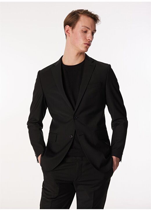 Brooks Brothers Normal Bel Slim Fit Siyah Erkek Takım Elbise BBSS24MSU011 1