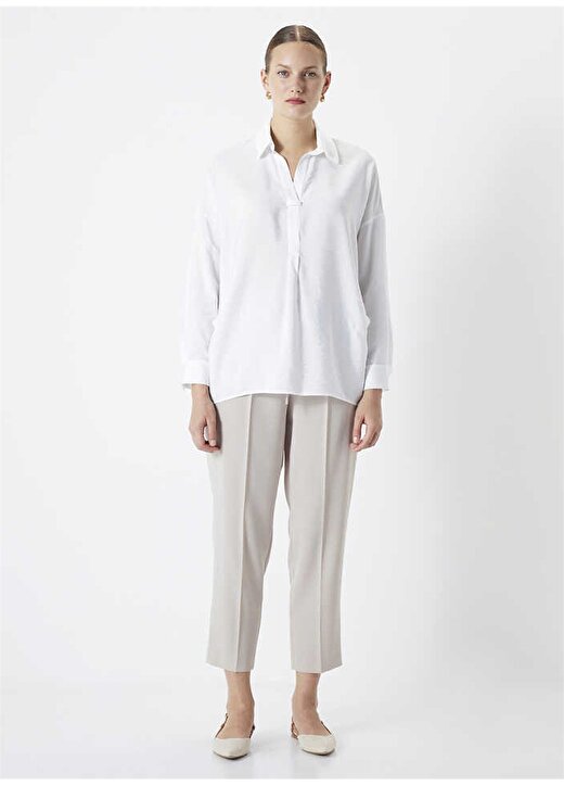 İpekyol Gömlek Yaka Kırık Beyaz Kadın Bluz IS1240025133096 1