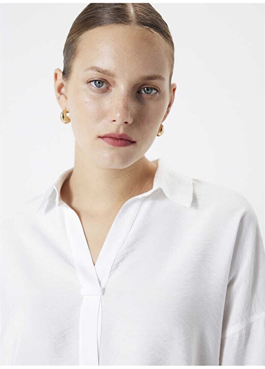 İpekyol Gömlek Yaka Kırık Beyaz Kadın Bluz IS1240025133096 2