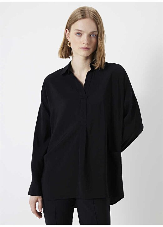İpekyol Gömlek Yaka Siyah Kadın Bluz IS1240025133001 1