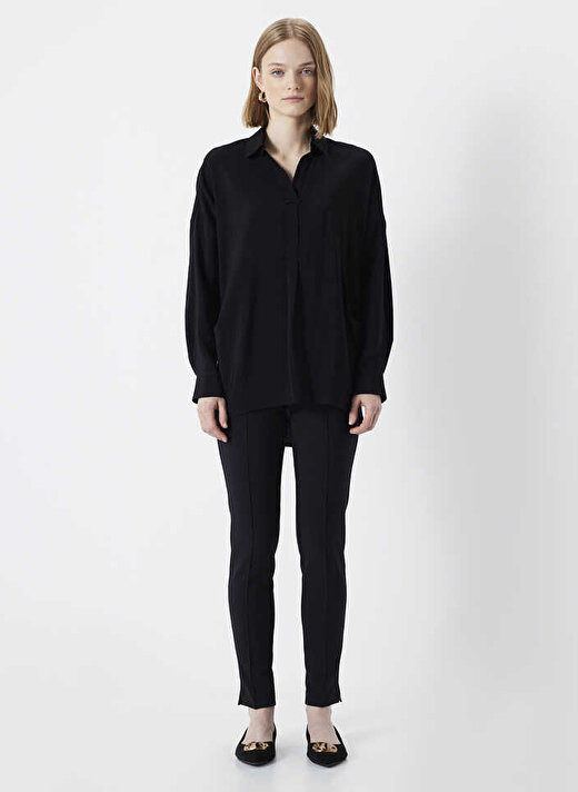 İpekyol Gömlek Yaka Siyah Kadın Bluz IS1240025133001 2
