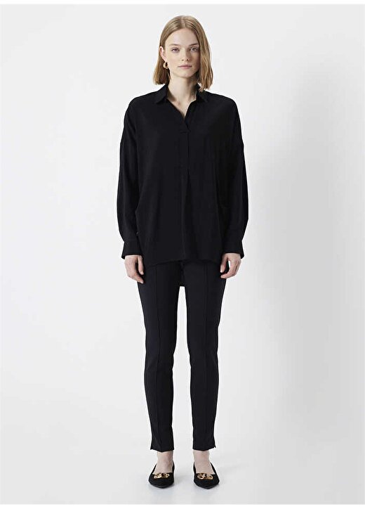 İpekyol Gömlek Yaka Siyah Kadın Bluz IS1240025133001 2