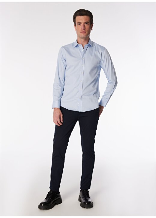 Network Slim Fit Gömlek Yaka Açık Mavi Erkek Gömlek 1090618 2