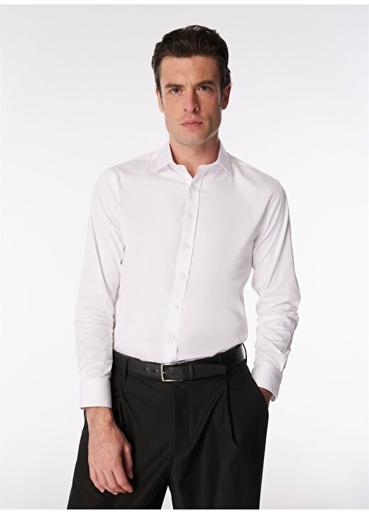 Network Slim Fit Gömlek Yaka Beyaz Erkek Gömlek 1090619 4