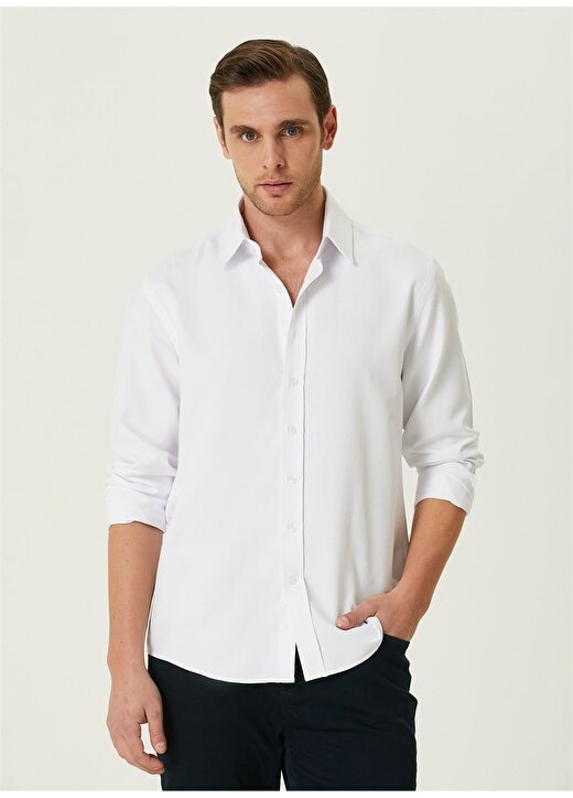Network Slim Fit Gömlek Yaka Beyaz Erkek Gömlek 1090672 1