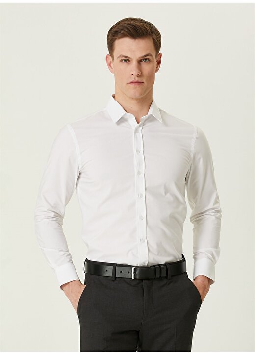 Network Slim Fit Gömlek Yaka Beyaz Erkek Gömlek 1090671 1