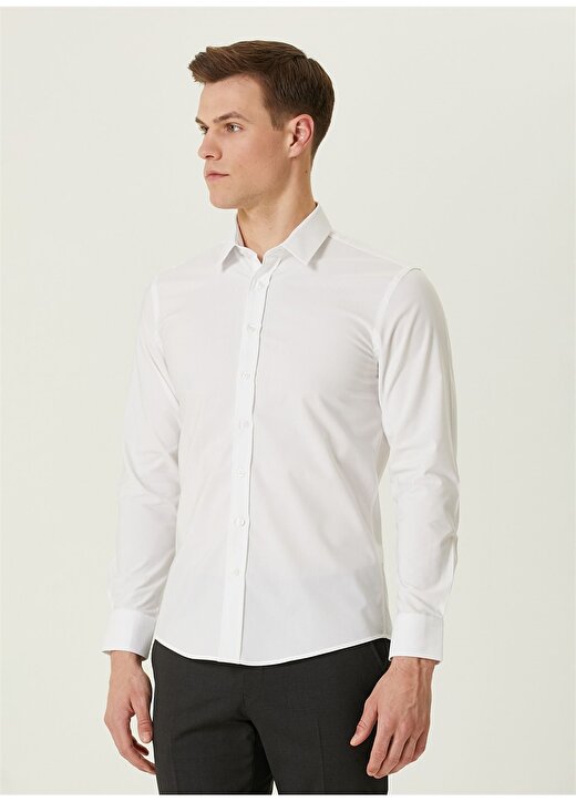 Network Slim Fit Gömlek Yaka Beyaz Erkek Gömlek 1090671 4