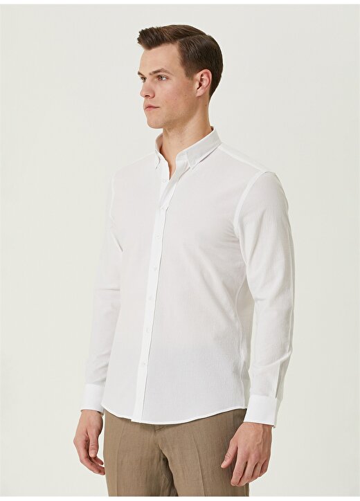 Network Slim Fit Gömlek Yaka Beyaz Erkek Gömlek 1090743 4
