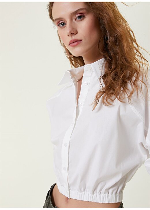 Network Regular Fit Gömlek Yaka Beyaz Kadın Gömlek 1091098 2
