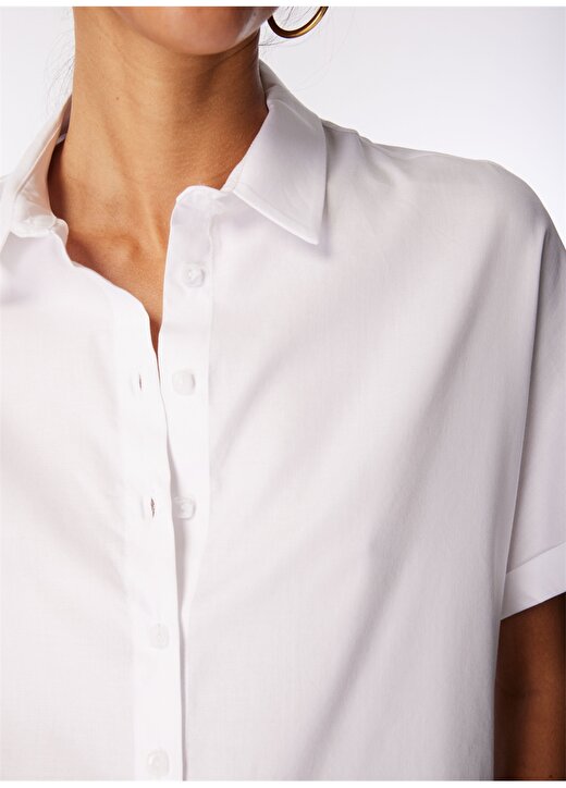 Network Basic Gömlek Yaka Beyaz Kadın Gömlek 1091223 4