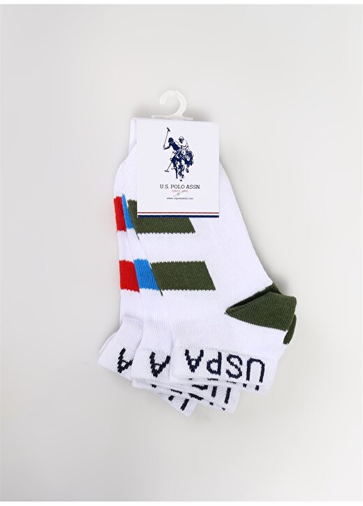 U.S. Polo Assn. Beyaz Erkek Çocuk Patik Çorap TARU-3-IY24 3'LÜ 1