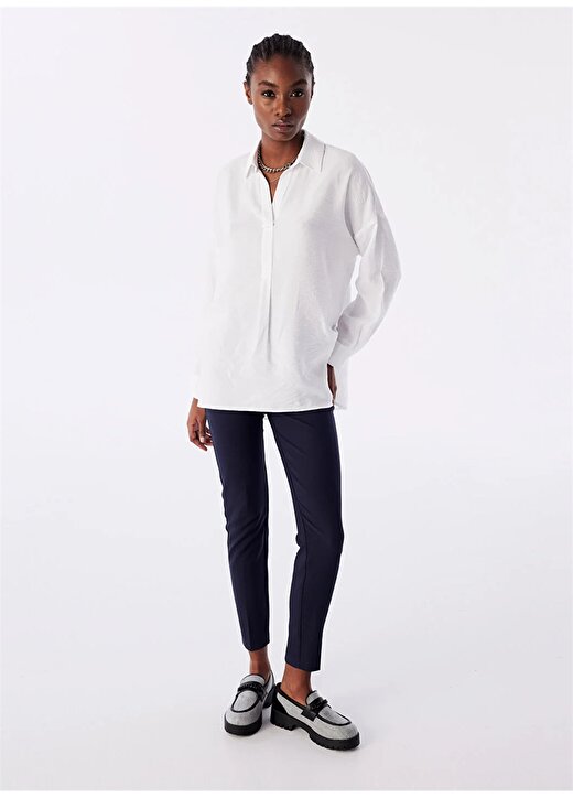 Twist Gömlek Yaka Beyaz Kadın Bluz TS1240025082002 1