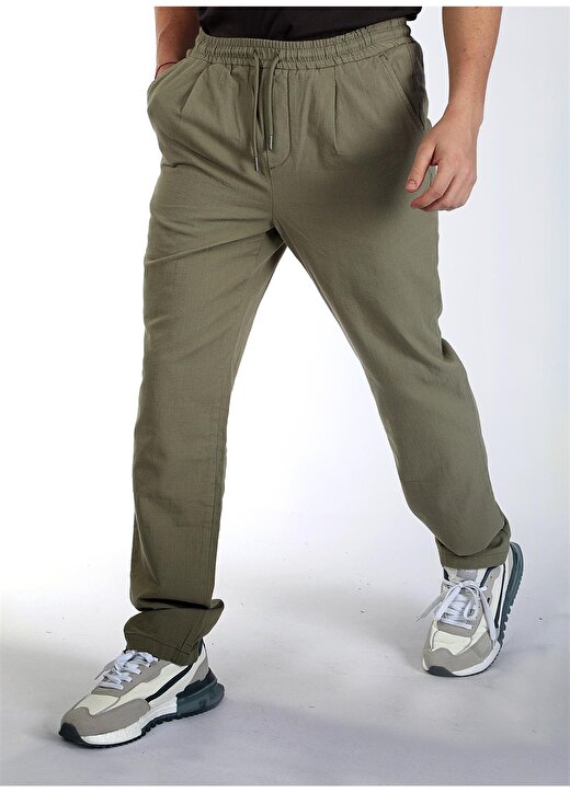 Lee Cooper Normal Bel Regular Fit Haki Erkek Chino Pantolon 242 LCM 221004 NEW BEACH HAKİ 1