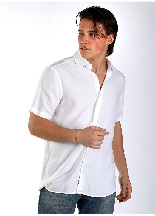 Lee Cooper Regular Fit Beyaz Erkek Gömlek 242 LCM 241002 BASICES BEYAZ 3