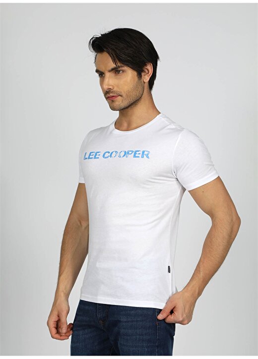 Lee Cooper Yuvarlak Yaka Beyaz Erkek T-Shirt 242 LCM 242018 NEW DRAWING BEJ 3