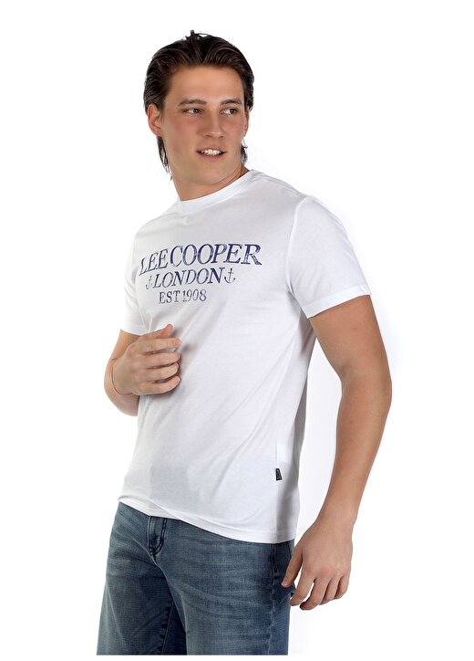 Lee Cooper Yuvarlak Yaka Beyaz Erkek T-Shirt 242 LCM 242016 CADOR BEYAZ 2