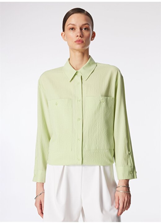 Faik Sönmez Gömlek Yaka Açık Yeşil Kadın Tunik U68689 2