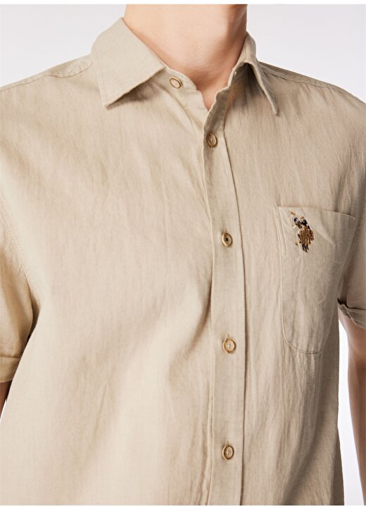 U.S. Polo Assn. Haki Erkek Kısa Kollu Gömlek ELFY024Y 4