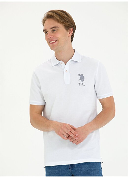 U.S. Polo Assn. Beyaz Erkek Regular Fit T-Shirt JAMA 1