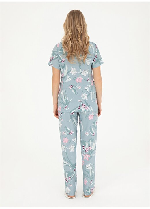 U.S. Polo Assn. Gömlek Yaka Mint Kadın Pijama Takımı 17047 4