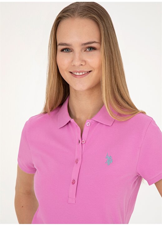 U.S. Polo Assn. Polo Yaka Eflatun Kadın T-Shirt GTP-IY24 3