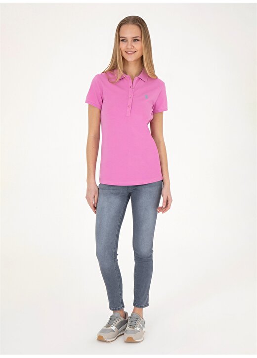 U.S. Polo Assn. Polo Yaka Eflatun Kadın T-Shirt GTP-IY24 4