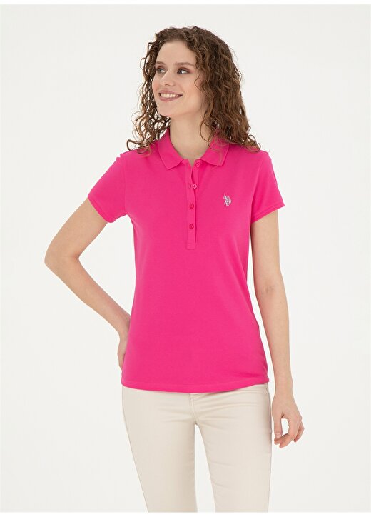 U.S. Polo Assn. Fuşya Kadın Slim Fit Polo T-Shirt GTP-IY24 2