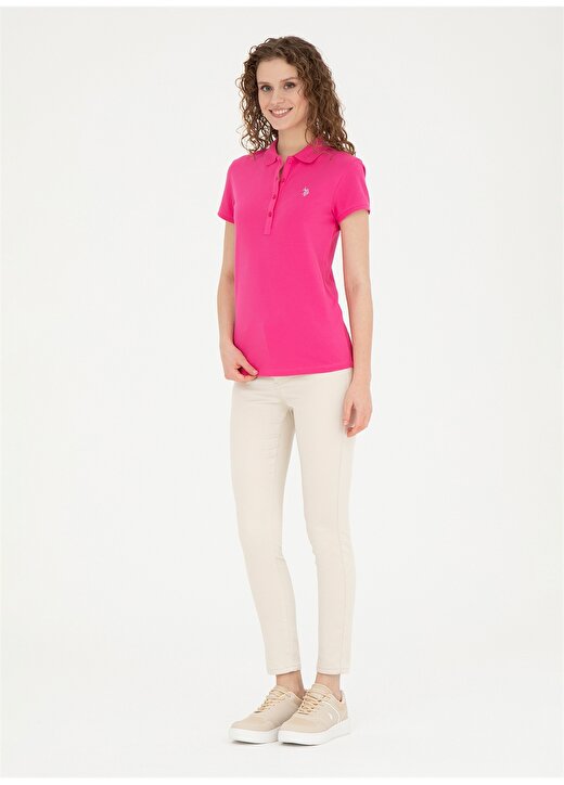 U.S. Polo Assn. Fuşya Kadın Slim Fit Polo T-Shirt GTP-IY24 3
