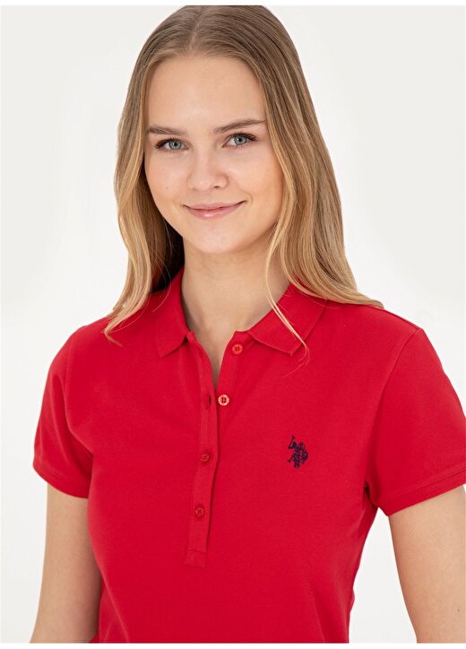 U.S. Polo Assn. Polo Yaka Lacivert - Kırmızı Kadın T-Shirt GTP-IY24 1