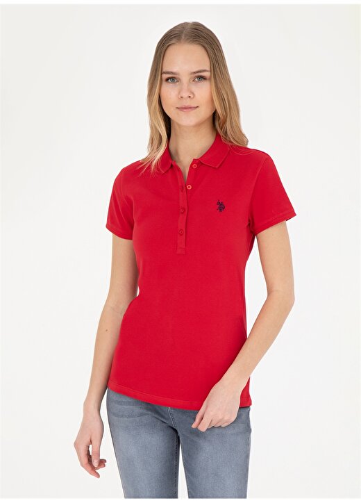 U.S. Polo Assn. Polo Yaka Lacivert - Kırmızı Kadın T-Shirt GTP-IY24 3