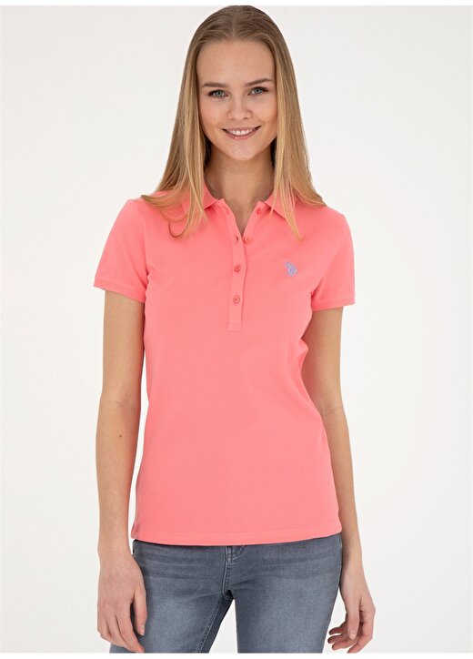 U.S. Polo Assn. Pembe Kadın Slim Fit Polo T-Shirt GTP-IY24 2
