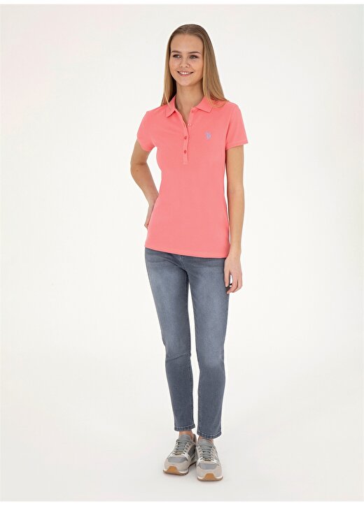 U.S. Polo Assn. Pembe Kadın Slim Fit Polo T-Shirt GTP-IY24 4