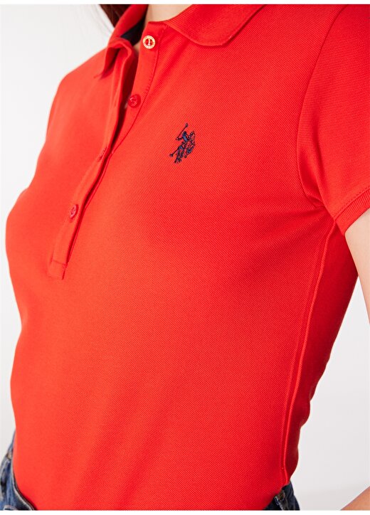 U.S. Polo Assn. Polo Yaka Kırmızı Kadın T-Shirt GTP-IY24 4