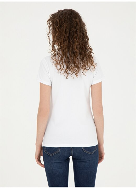 U.S. Polo Assn. Beyaz Kadın Slim Fit Polo T-Shirt GTP-IY24 4
