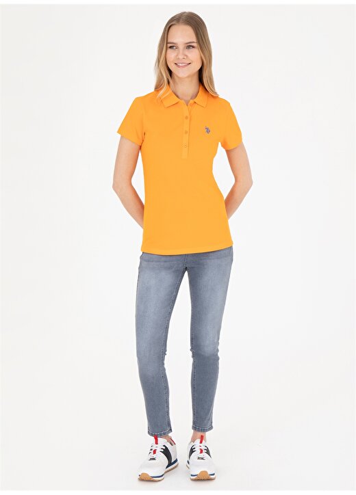 U.S. Polo Assn. Turuncu Kadın Slim Fit T-Shirt GTP-IY24 4